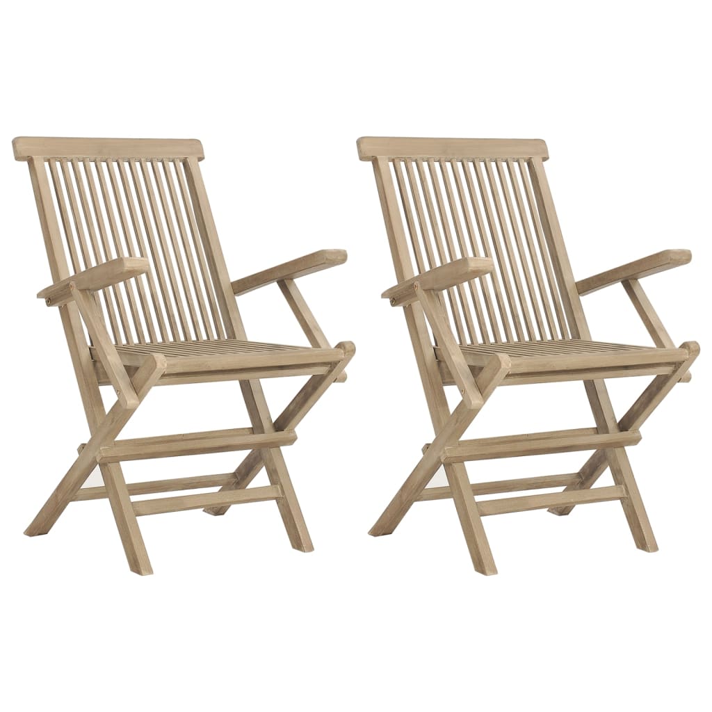 Tuinstoelen Inklapbaar 56X61X89 Cm Massief Teakhout Grijs 2