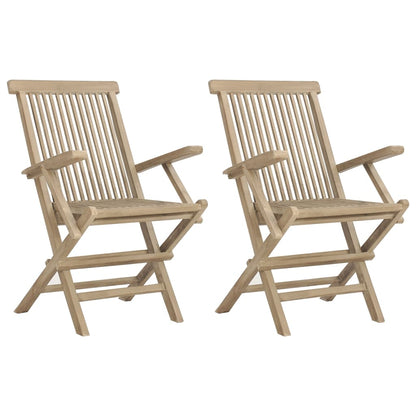 Tuinstoelen Inklapbaar 56X61X89 Cm Massief Teakhout Grijs 2