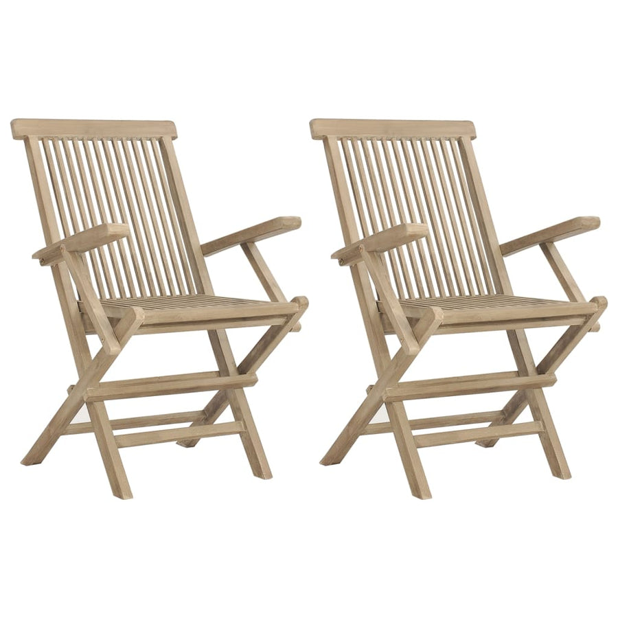 Tuinstoelen Inklapbaar 56X61X89 Cm Massief Teakhout Grijs 2