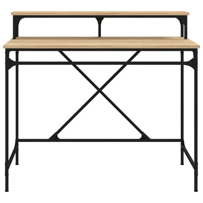Bureau Bewerkt Hout En Ijzer Kleur 100x50x90 cm Sonoma eiken