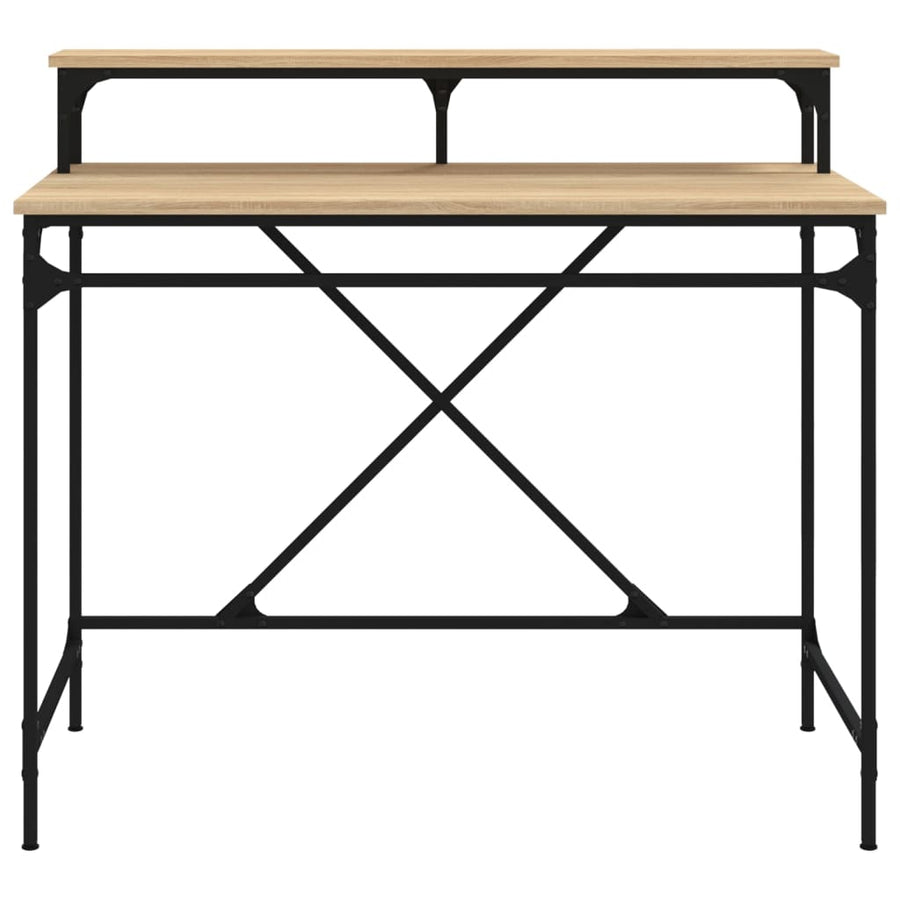 Bureau Bewerkt Hout En Ijzer Kleur 100x50x90 cm Sonoma eiken