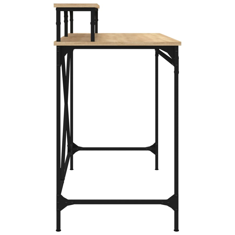 Bureau Bewerkt Hout En Ijzer Kleur 100x50x90 cm Sonoma eiken
