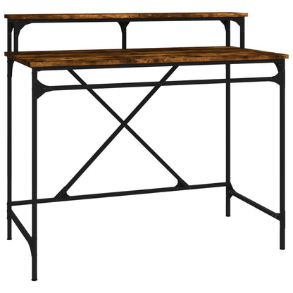 Bureau Bewerkt Hout En Ijzer Kleurig 100x50x90 cm Gerookt eiken