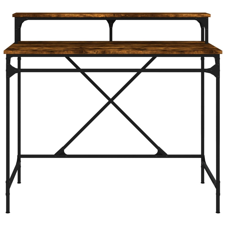 Bureau Bewerkt Hout En Ijzer Kleurig 100x50x90 cm Gerookt eiken