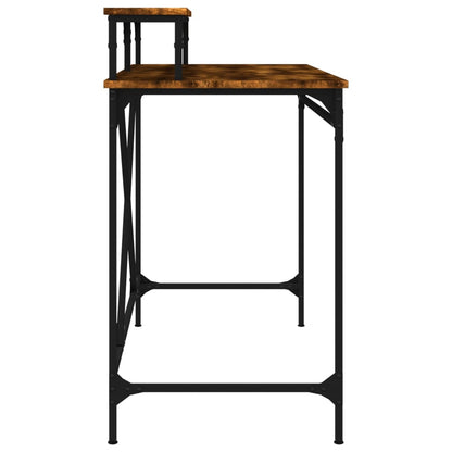 Bureau Bewerkt Hout En Ijzer Kleurig 100x50x90 cm Gerookt eiken