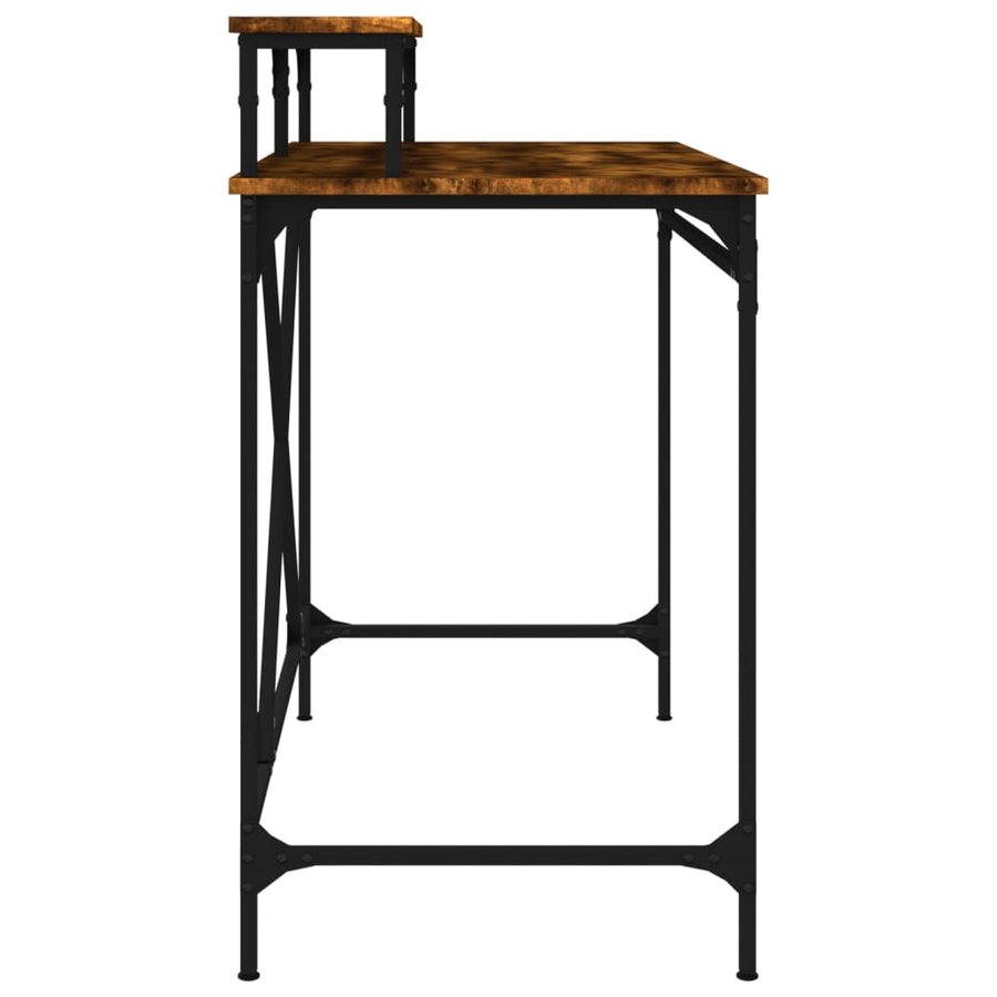 Bureau Bewerkt Hout En Ijzer Kleurig 100x50x90 cm Gerookt eiken