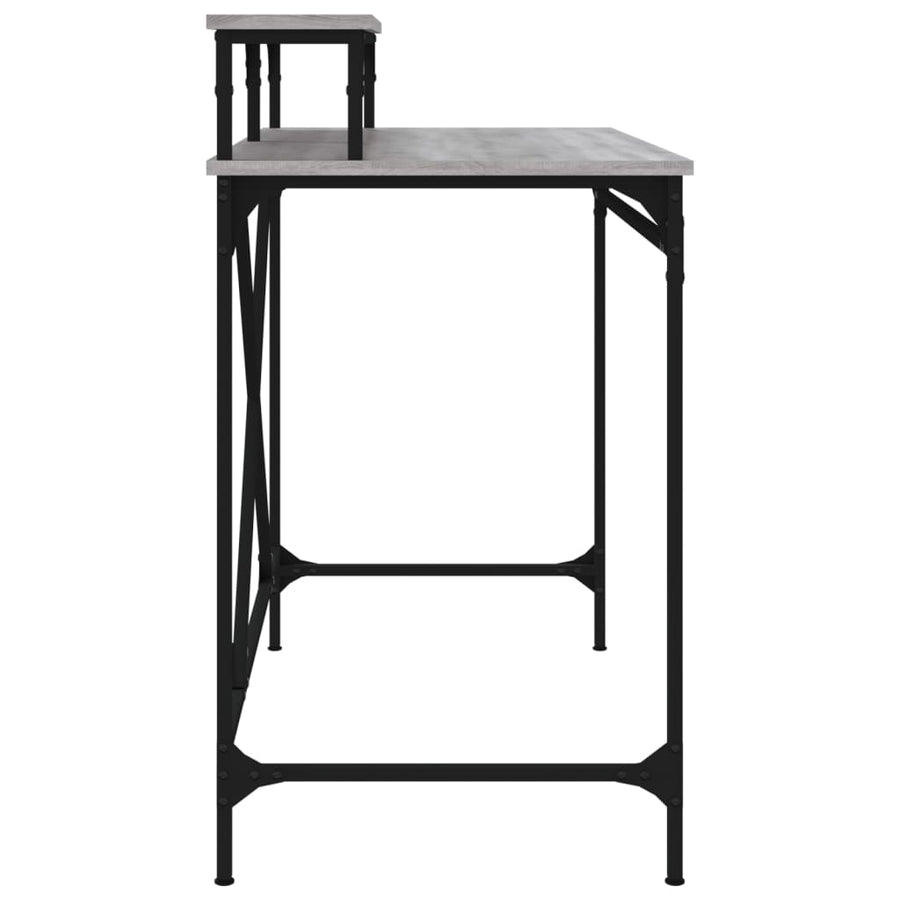 Bureau Bewerkt Hout En Ijzer Eiken 100x50x90 cm Grijs sonoma