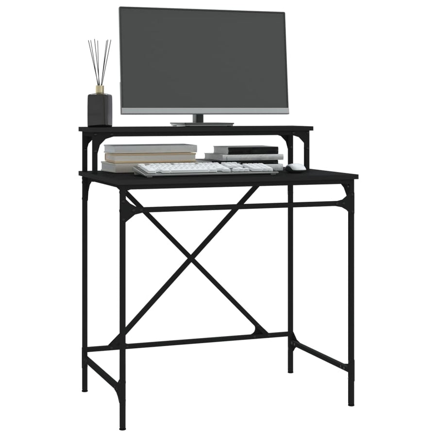 Bureau Bewerkt Hout En Ijzer 80 x 50 x 90 cm Zwart