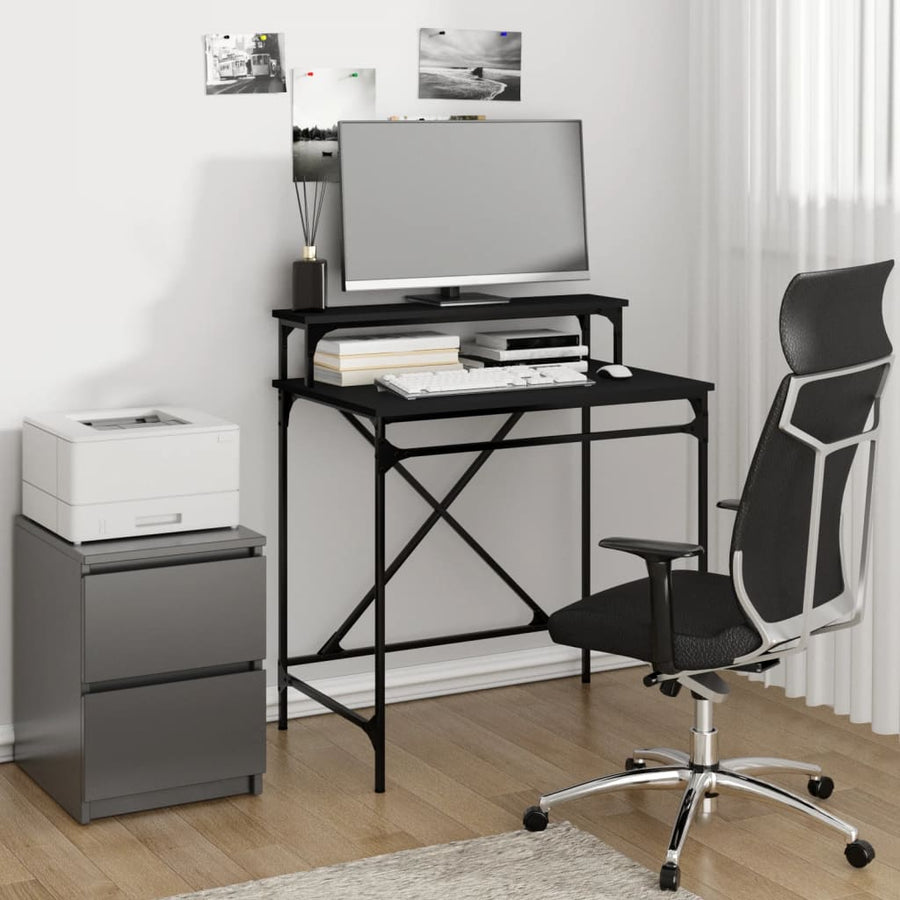 Bureau Bewerkt Hout En Ijzer 80 x 50 x 90 cm Zwart