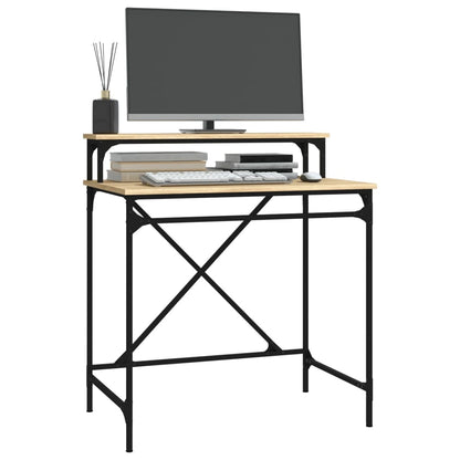 Bureau Bewerkt Hout En Ijzer Kleurig 80 x 50 x 90 cm Sonoma eiken