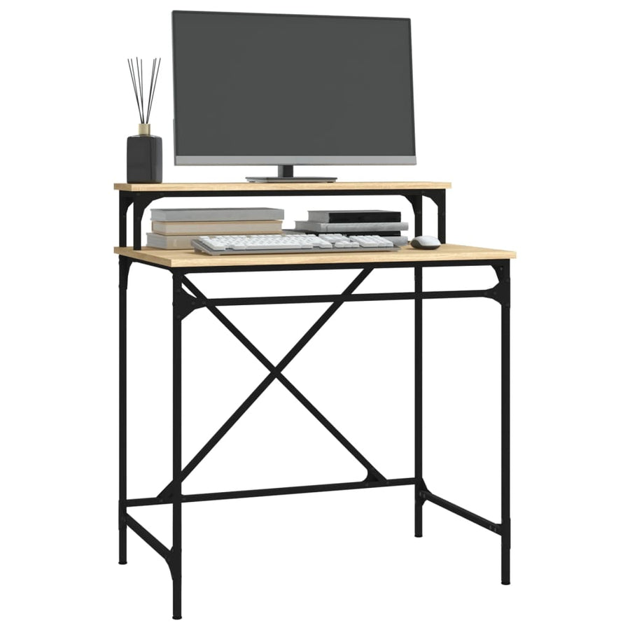 Bureau Bewerkt Hout En Ijzer Kleurig 80 x 50 x 90 cm Sonoma eiken
