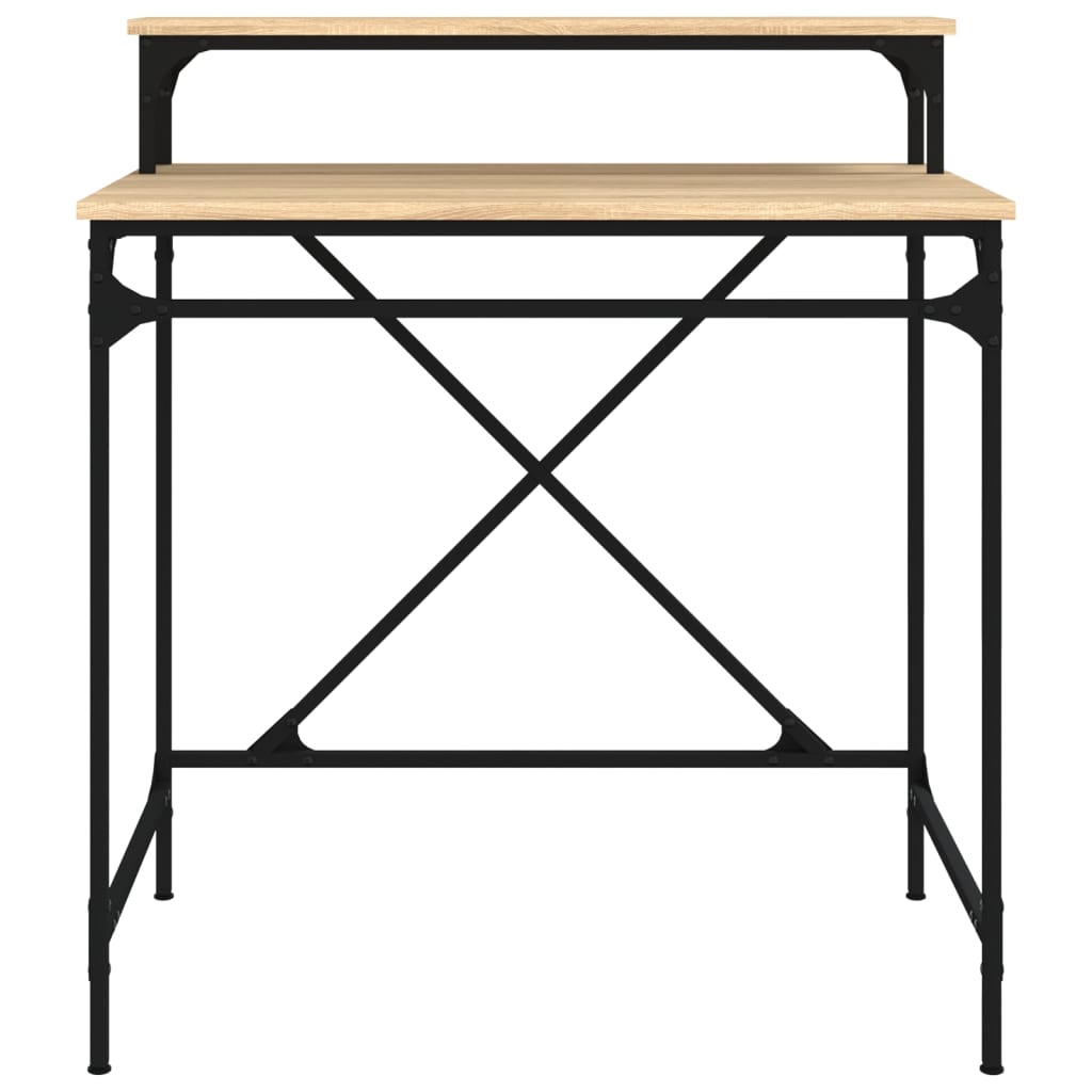 Bureau Bewerkt Hout En Ijzer Kleurig 80 x 50 x 90 cm Sonoma eiken