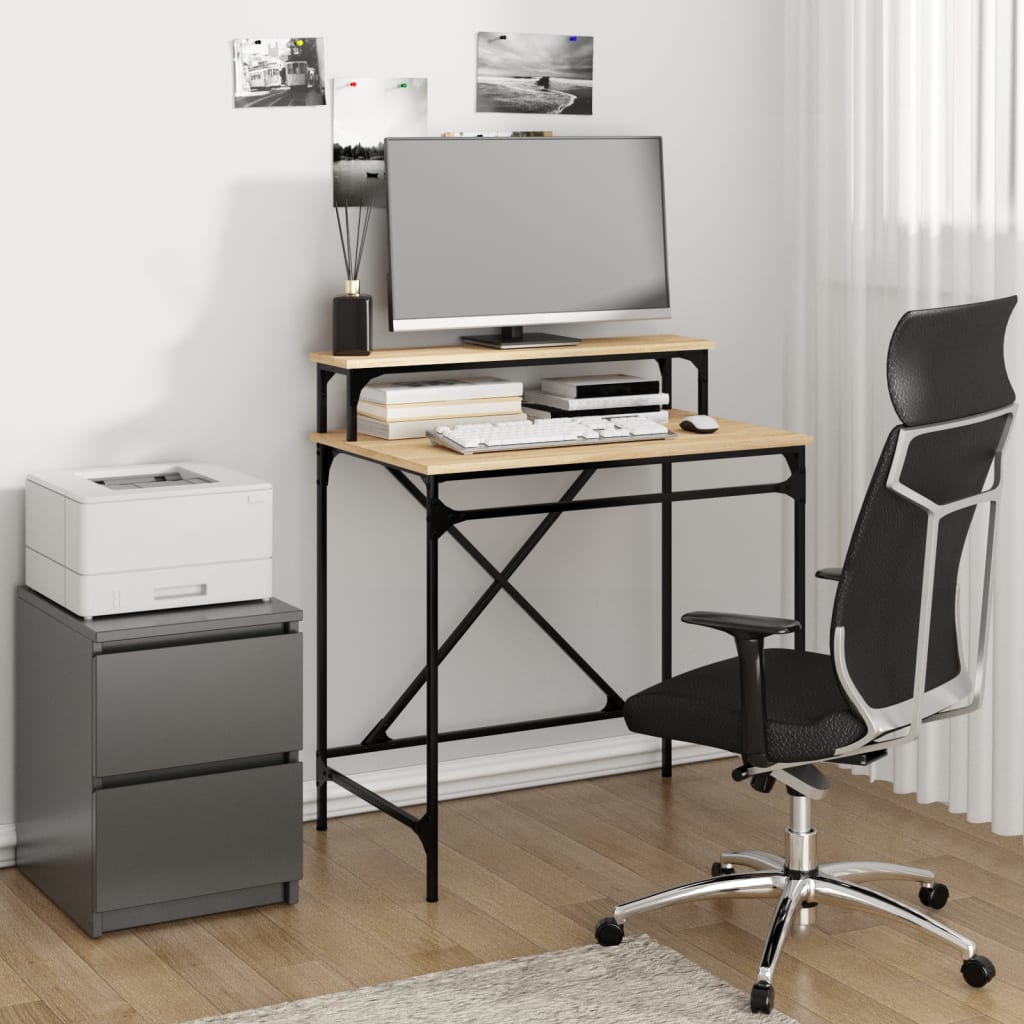 Bureau Bewerkt Hout En Ijzer Kleurig 80 x 50 x 90 cm Sonoma eiken