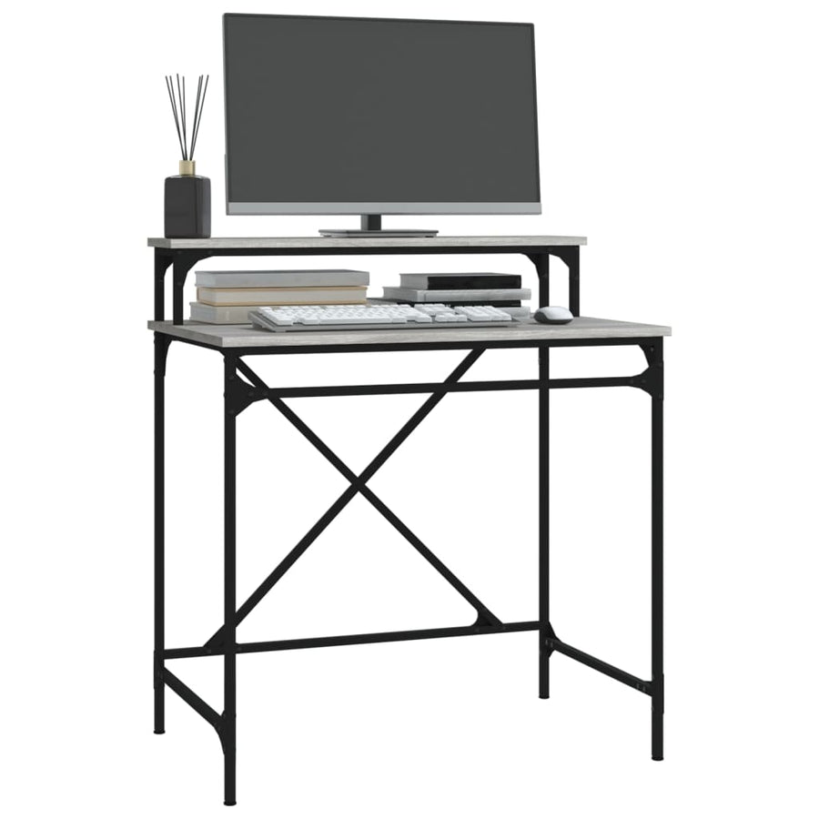 Bureau Bewerkt Hout En Ijzer Eiken 80 x 50 x 90 cm Grijs sonoma