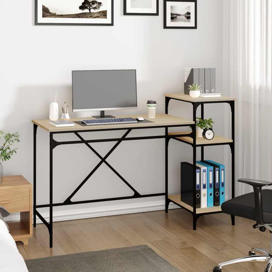 Bureau Schappen 135X50X90 Bewerkt Hout En Ijzer Sonoma Eiken 135 x 50 x 90 cm
