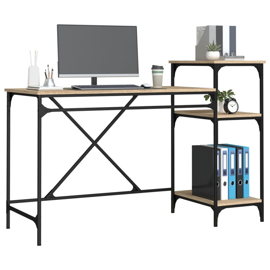 Bureau Schappen 135X50X90 Bewerkt Hout En Ijzer Sonoma Eiken 135 x 50 x 90 cm