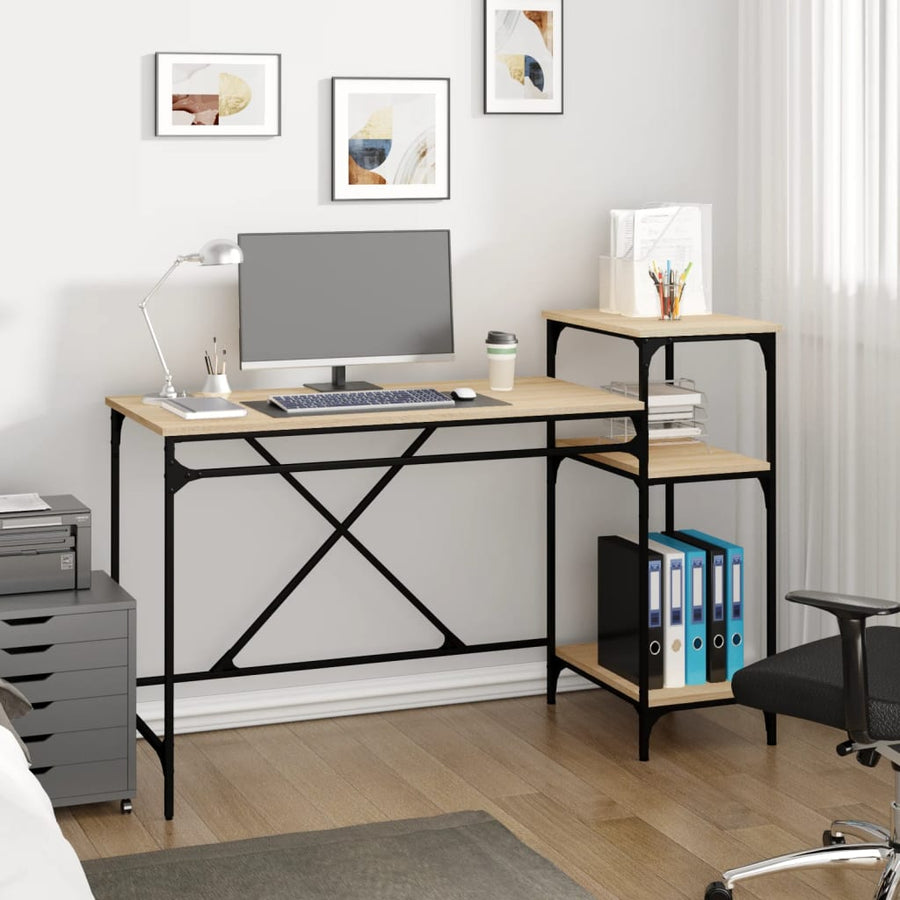 Bureau Schappen 135X50X90 Bewerkt Hout En Ijzer Sonoma Eiken 135 x 50 x 90 cm