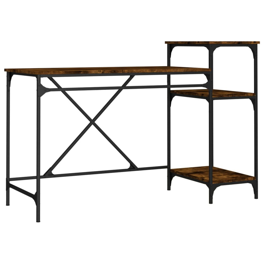 Bureau Bewerkt Hout En Ijzer Kleurig 135 x 50 x 90 cm Gerookt eiken