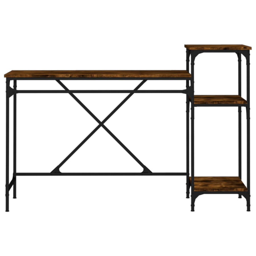 Bureau Bewerkt Hout En Ijzer Kleurig 135 x 50 x 90 cm Gerookt eiken