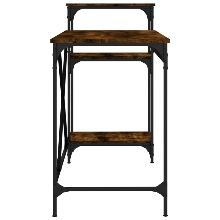 Bureau Bewerkt Hout En Ijzer Kleurig 135 x 50 x 90 cm Gerookt eiken