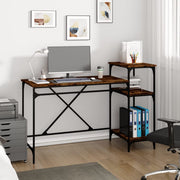 Bureau 135x50x90 cm bewerkt hout ijzer gerookt eiken
