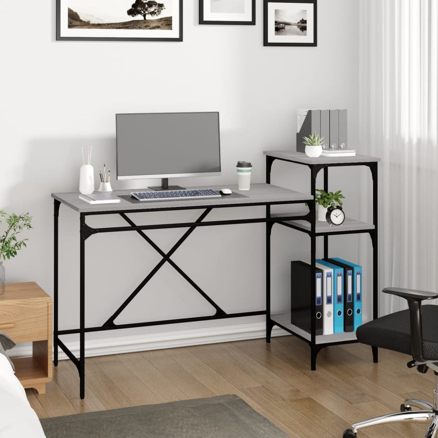 Bureau 135X50X90 Bewerkt Hout En Ijzer Eikenkleur 135 x 50 x 90 cm Grijs sonoma