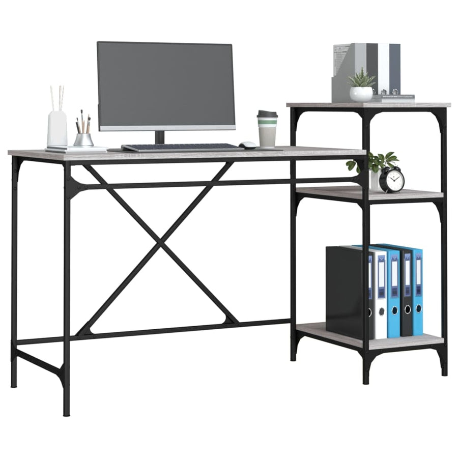 Bureau 135X50X90 Bewerkt Hout En Ijzer Eikenkleur 135 x 50 x 90 cm Grijs sonoma