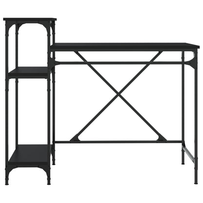 Bureau Met Schappen 105X50X90 Cm Bewerkt Hout En Ijzer Zwart