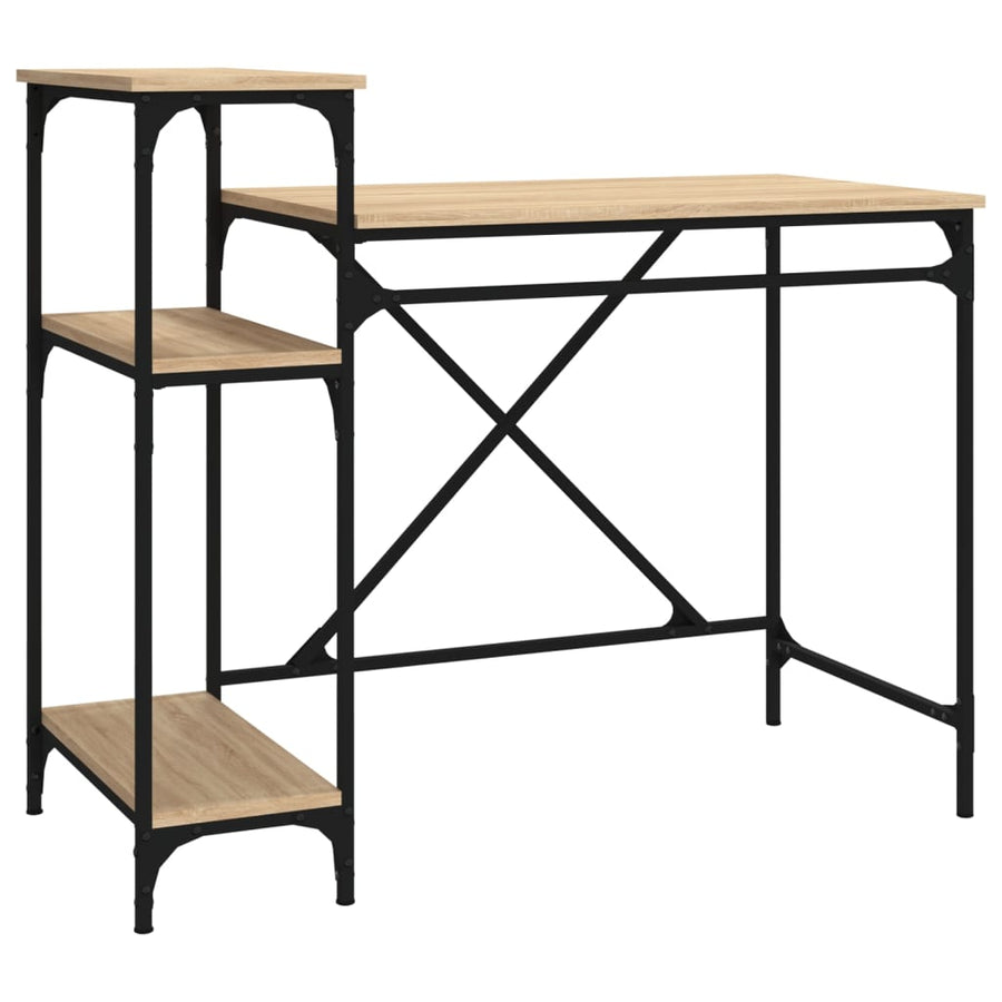 Bureau Schappen 105X50X90 Bewerkt Hout En Ijzer 105 x 50 x 90 cm Sonoma eiken