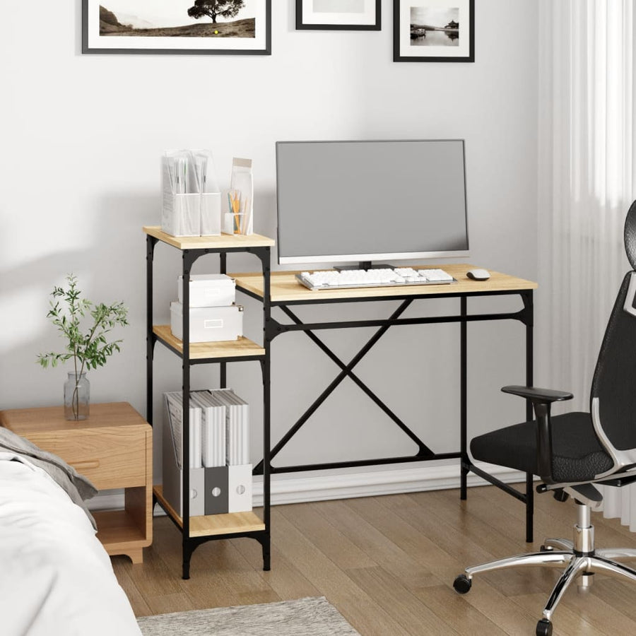 Bureau Schappen 105X50X90 Bewerkt Hout En Ijzer 105 x 50 x 90 cm Sonoma eiken