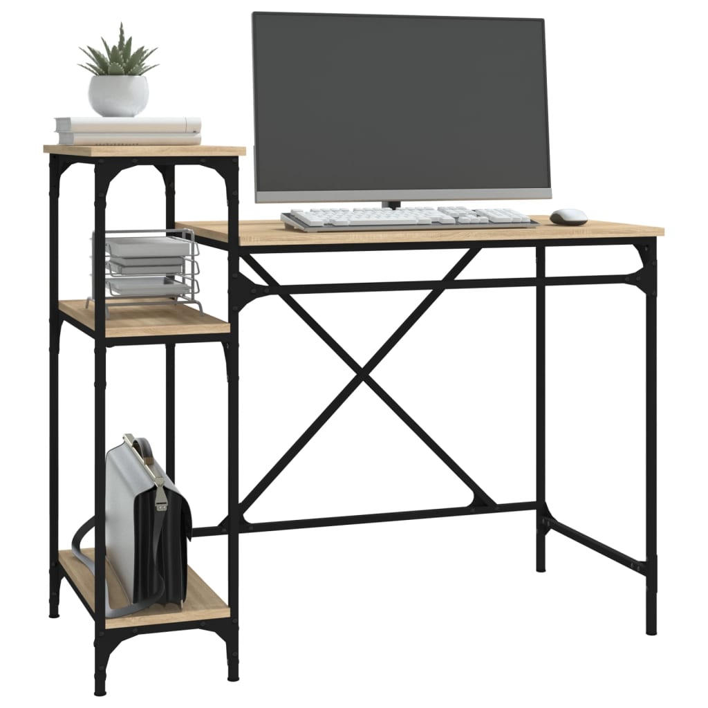 Bureau Schappen 105X50X90 Bewerkt Hout En Ijzer 105 x 50 x 90 cm Sonoma eiken