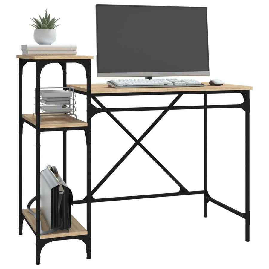 Bureau Schappen 105X50X90 Bewerkt Hout En Ijzer 105 x 50 x 90 cm Sonoma eiken