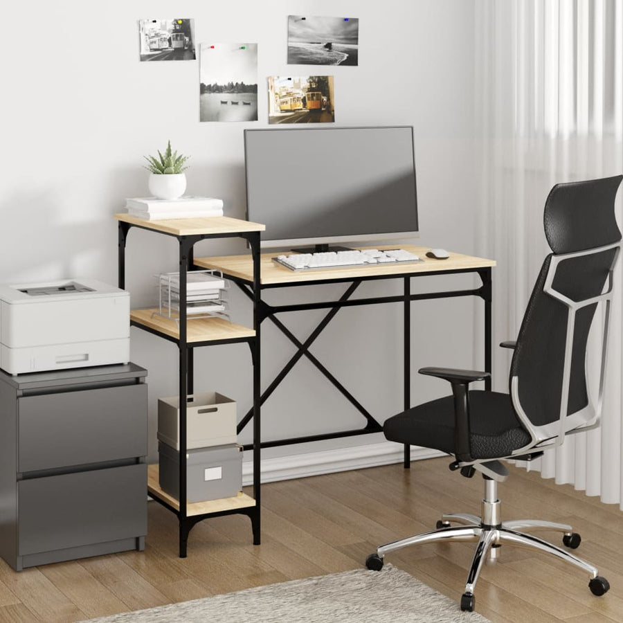 Bureau Schappen 105X50X90 Bewerkt Hout En Ijzer 105 x 50 x 90 cm Sonoma eiken