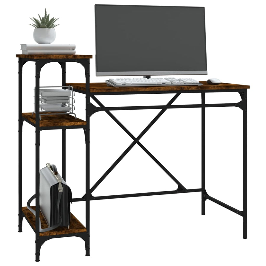 Bureau Bewerkt Hout En Ijzer Kleur 105 x 50 x 90 cm Gerookt eiken