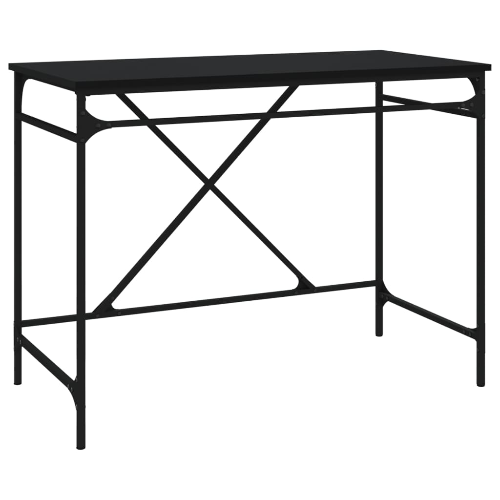 Bureau 100X50X75 Cm Bewerkt Hout En Ijzer Zwart