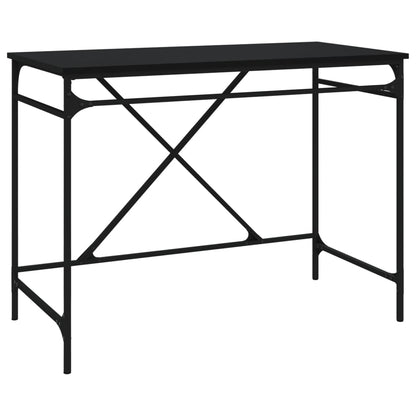 Bureau 100X50X75 Cm Bewerkt Hout En Ijzer Zwart