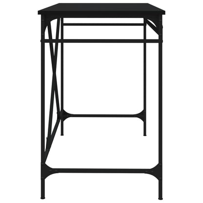Bureau 100X50X75 Cm Bewerkt Hout En Ijzer Zwart
