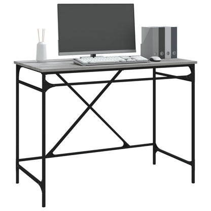 Bureau 100X50X75 Cm Bewerkt Hout En Ijzer Grijs Sonoma Eiken