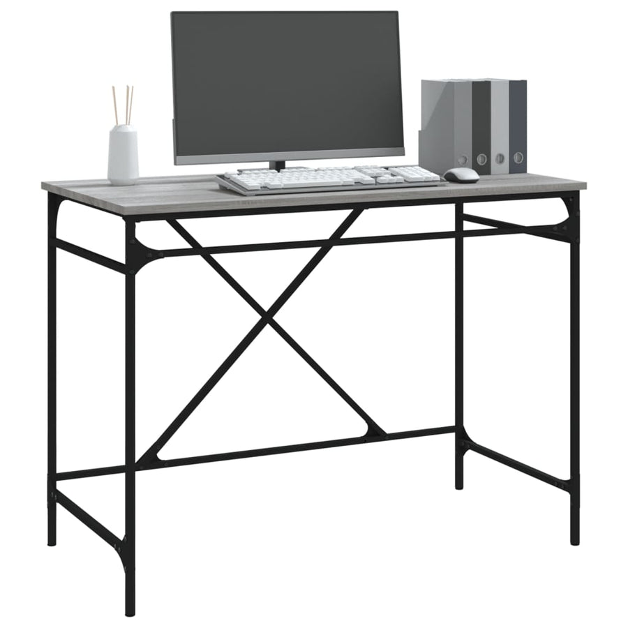 Bureau 100X50X75 Cm Bewerkt Hout En Ijzer Grijs Sonoma Eiken