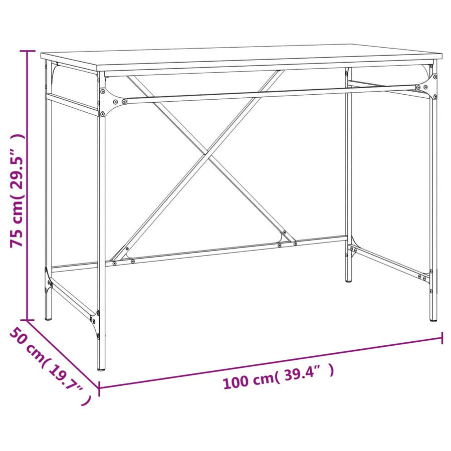Bureau 100X50X75 Cm Bewerkt Hout En Ijzer Grijs Sonoma Eiken