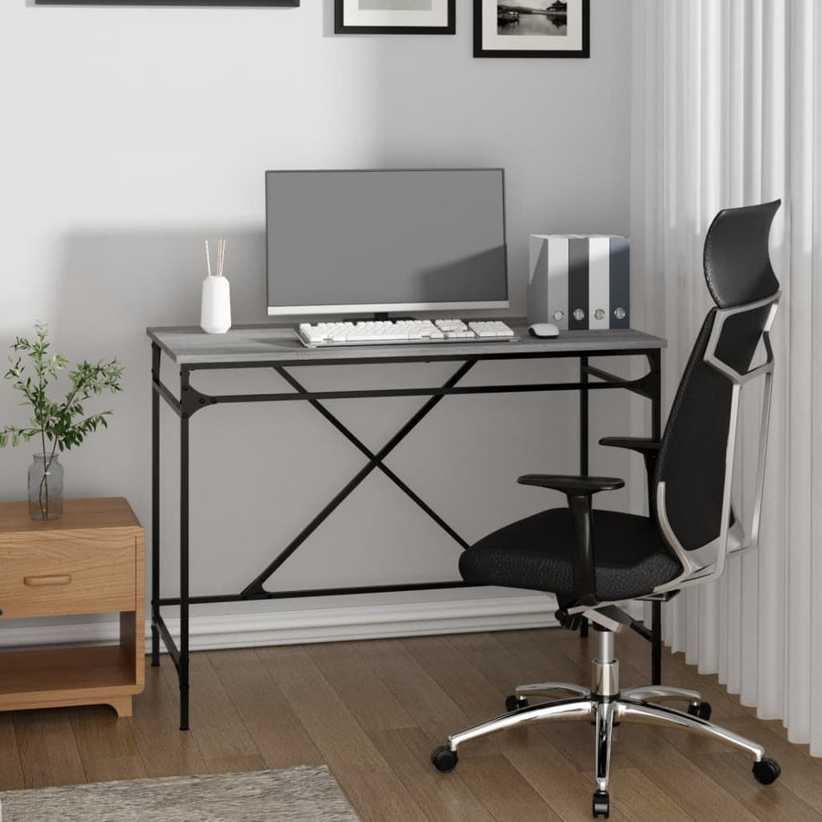 Bureau 100X50X75 Cm Bewerkt Hout En Ijzer Grijs Sonoma Eiken