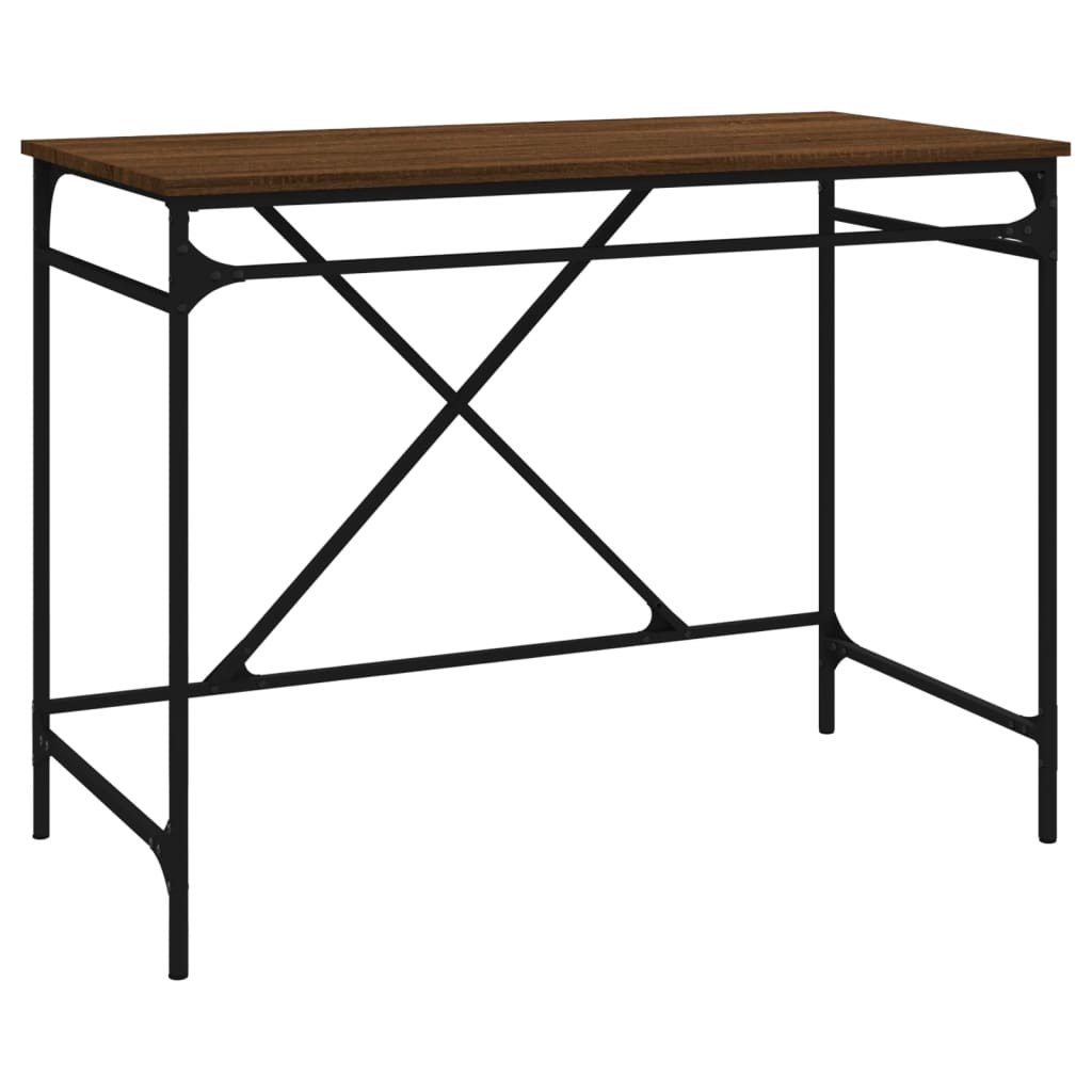 Bureau 100X50X75 Cm Bewerkt Hout En Ijzer Bruin Eikenkleur
