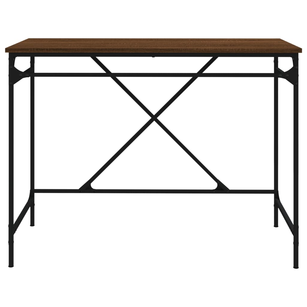 Bureau 100X50X75 Cm Bewerkt Hout En Ijzer Bruin Eikenkleur