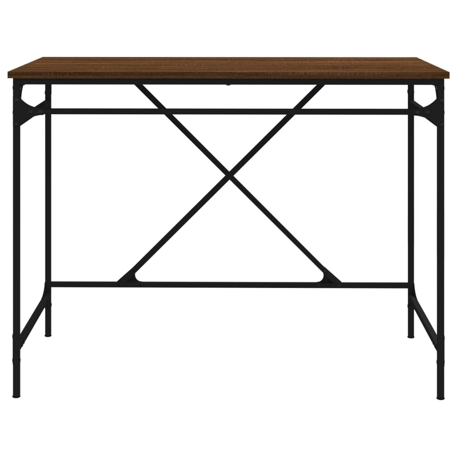 Bureau 100X50X75 Cm Bewerkt Hout En Ijzer Bruin Eikenkleur