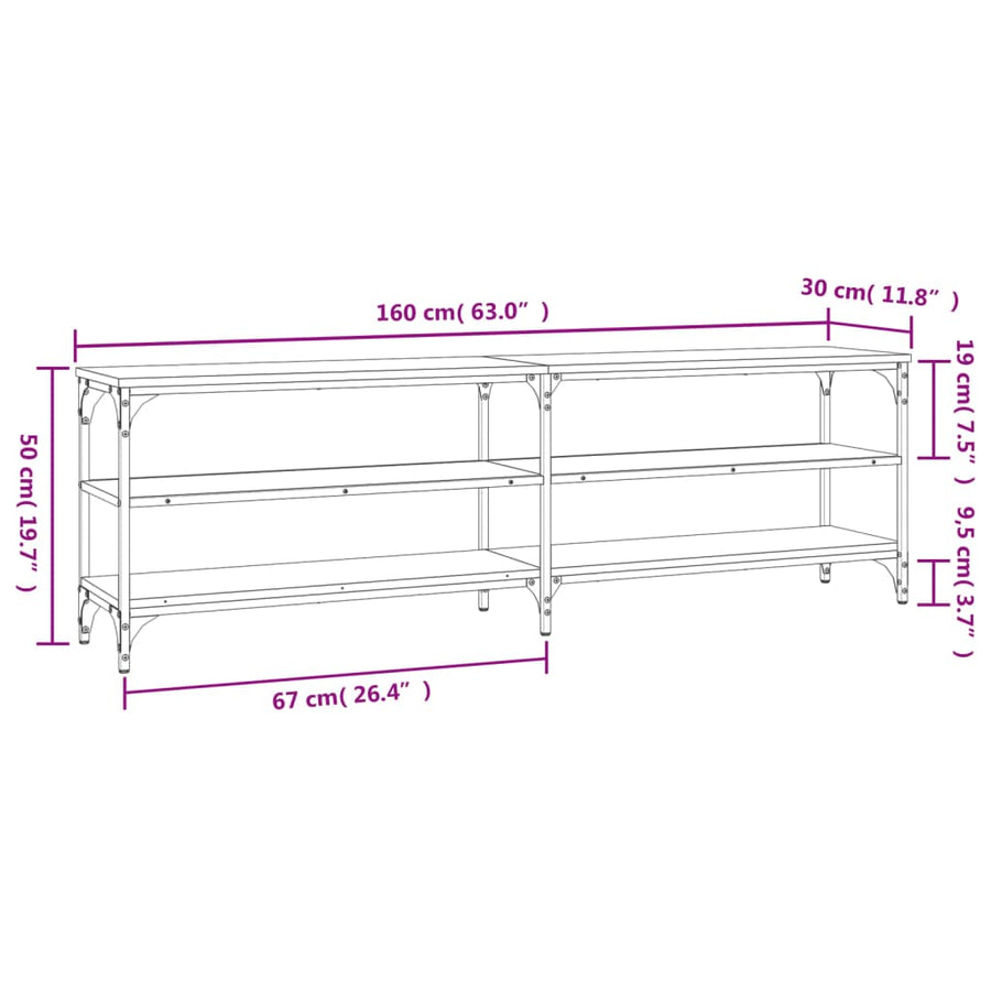 Tv-Meubel 60X30X50 Cm Bewerkt Hout Eikenkleurig Grijs sonoma