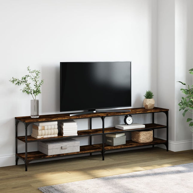 Tv-Meubel 80X30X50 Cm Bewerkt Hout Metaal Kleurig Gerookt eiken