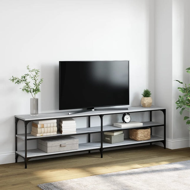 Tv-Meubel 80X30X50 Cm Bewerkt Hout Metaal Eiken Grijs sonoma