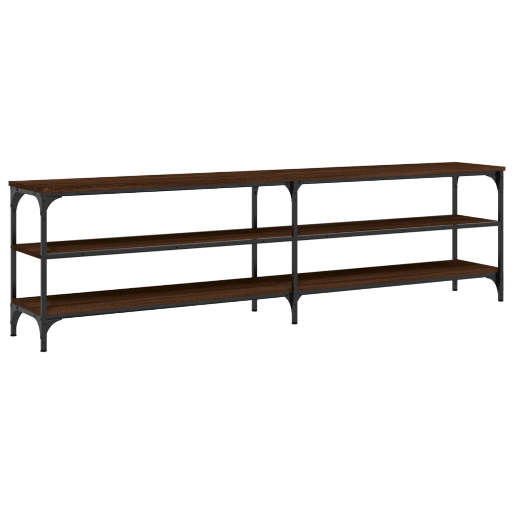 Tv-Meubel 80X30X50 Cm Bewerkt Hout Metaal Bruin Eikenkleur Bruineiken