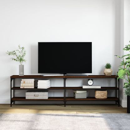 Tv-Meubel 80X30X50 Cm Bewerkt Hout Metaal Bruin Eikenkleur Bruineiken