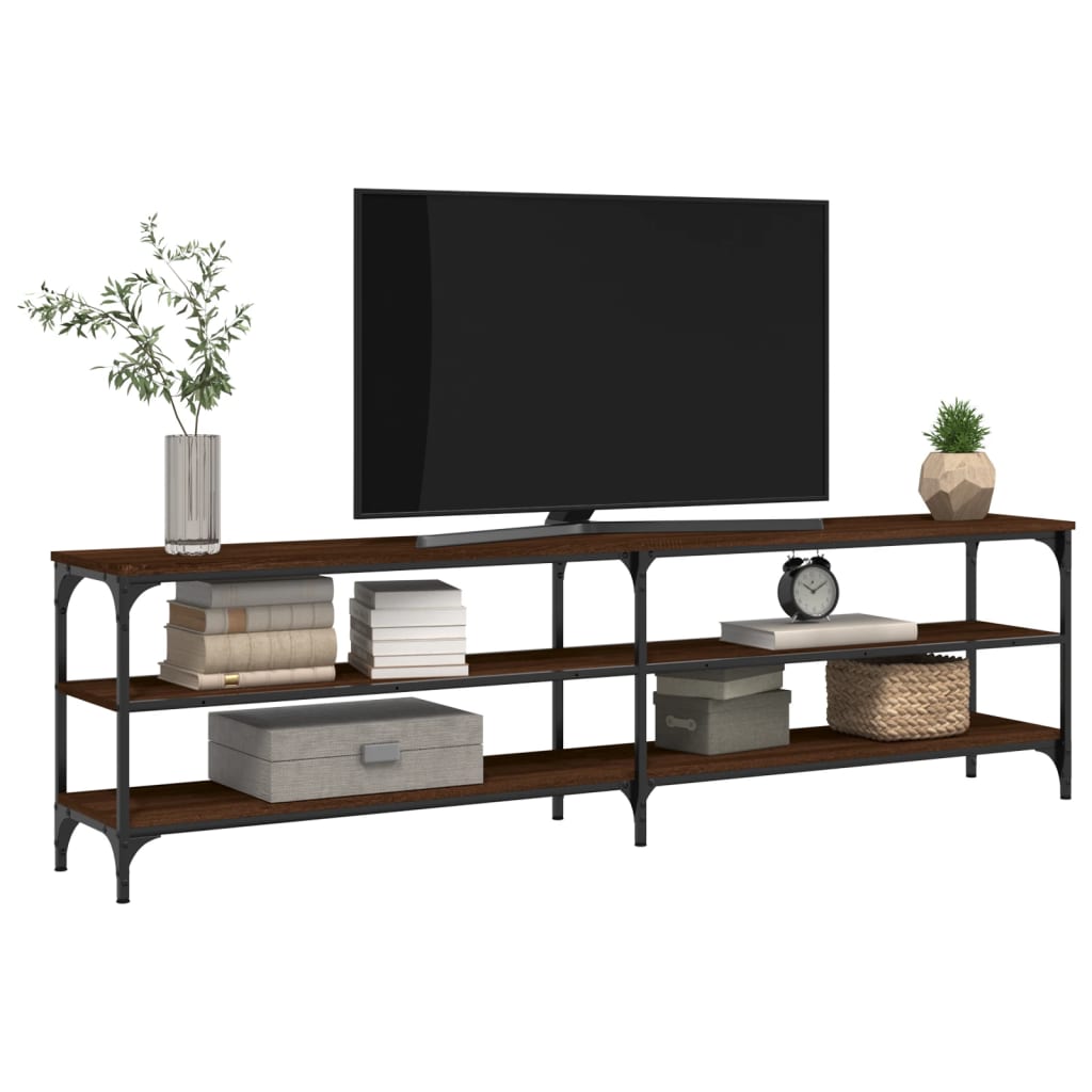 Tv-Meubel 80X30X50 Cm Bewerkt Hout Metaal Bruin Eikenkleur Bruineiken